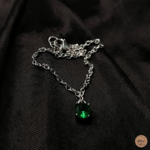 Bracelet argenté strass vert satin