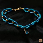 Bracelet bleu croisé avec pendentif strass marbre (2)