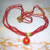 Collier ras de cou avec pendentif fleur marbre rouge