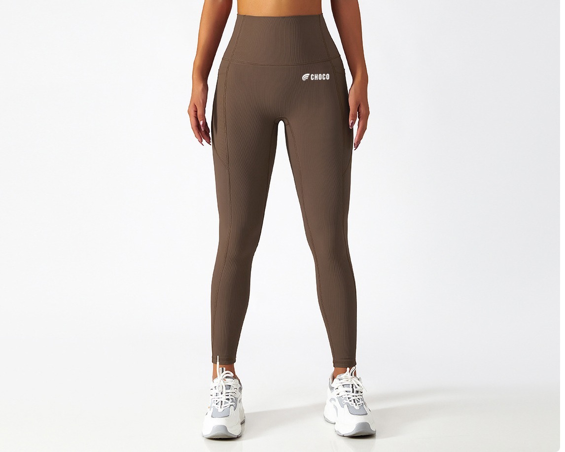 SPORTS LEGGINGS WITH POCKET - BROWN