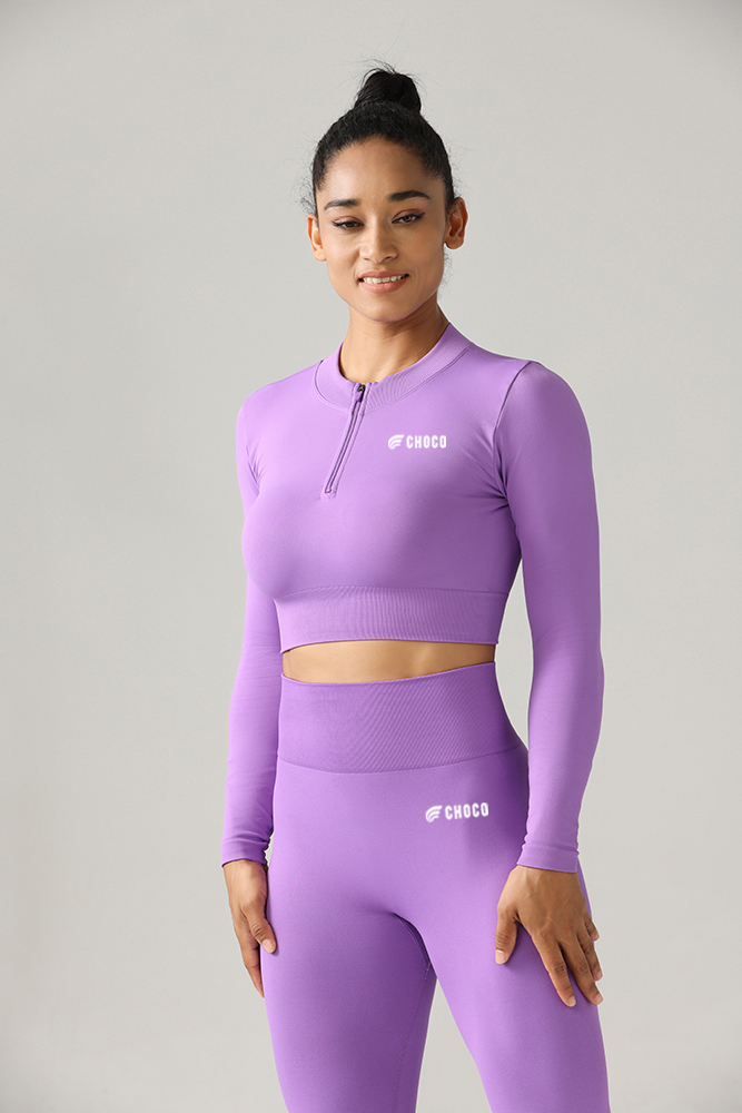 LONG SLEEVE T-SHIRT WITH ZIPPER - PURPLE