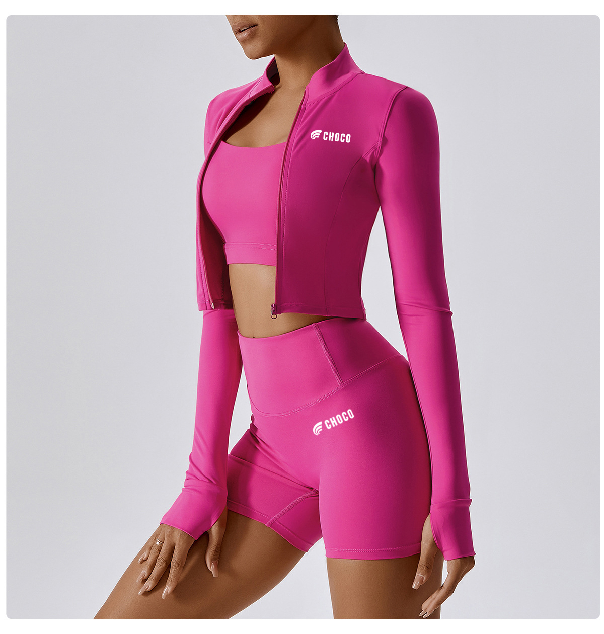 BCX8047 Long Sleeve zip up jacket  in pink avant3