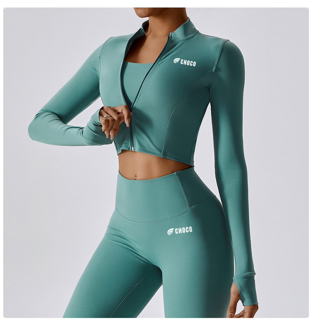 BCX8047 Long Sleeve zip up jacket  in teal avant3