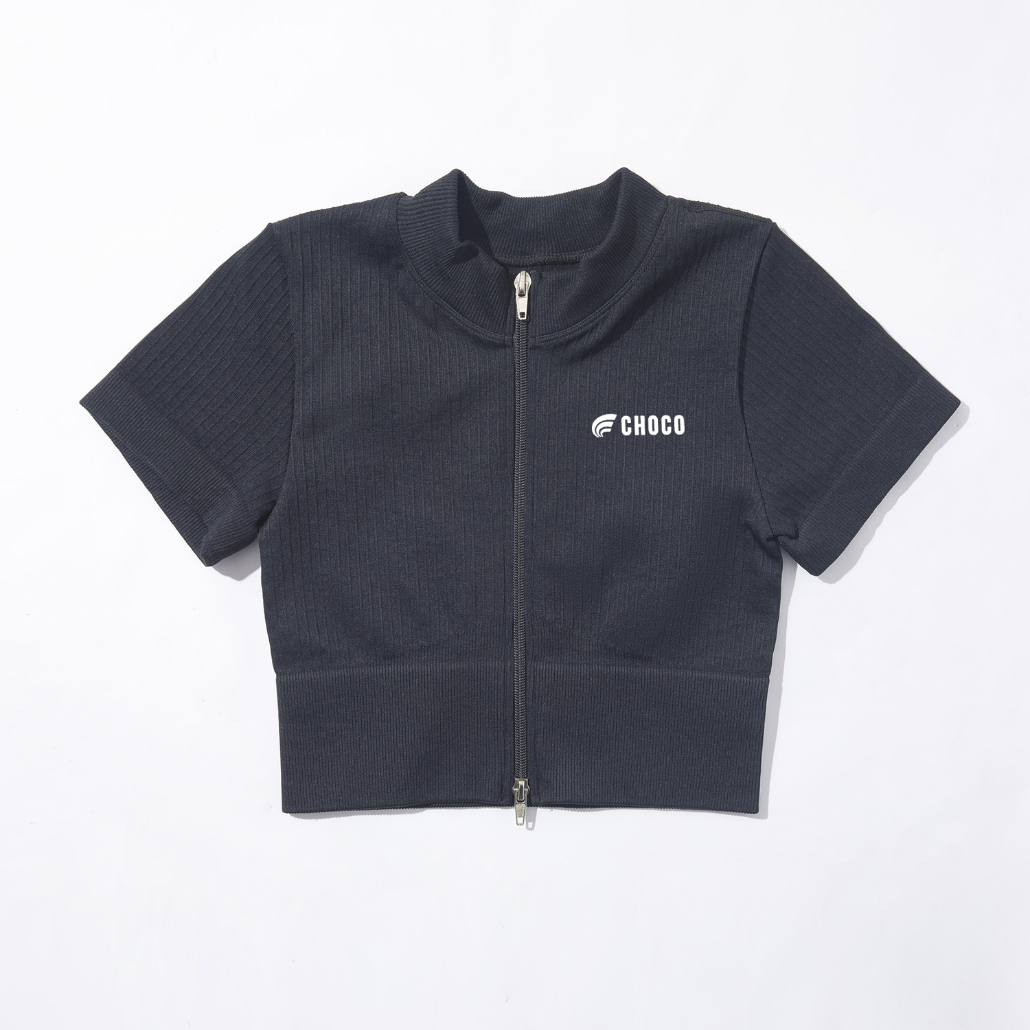 T-Shirt - Double Zipper Short Sleeve - Black