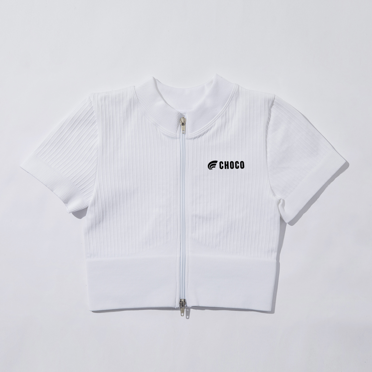 T-Shirt - Double Zipper Short Sleeve - WHITE