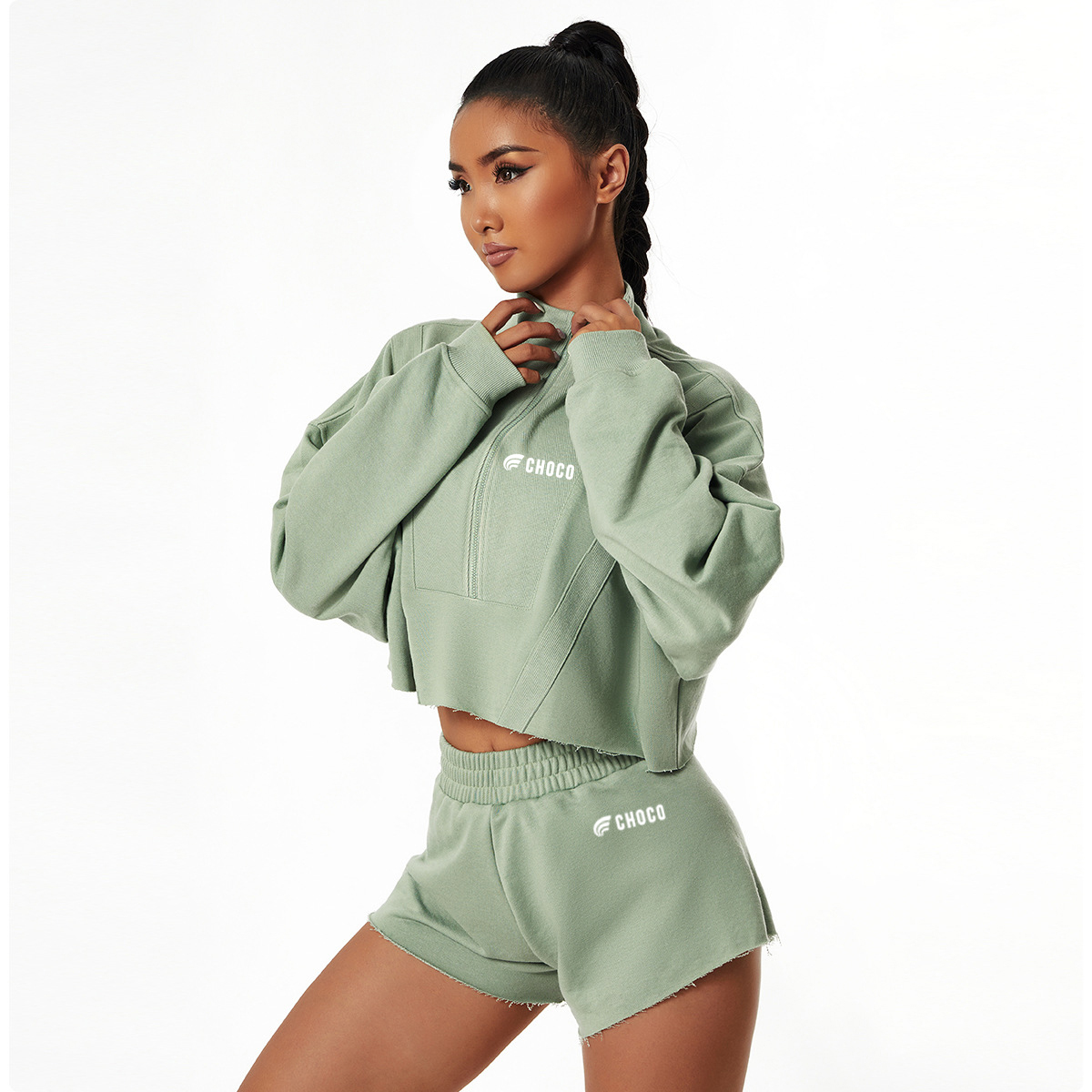 BCX6462 3-4 womens Sweatshirt green avant1