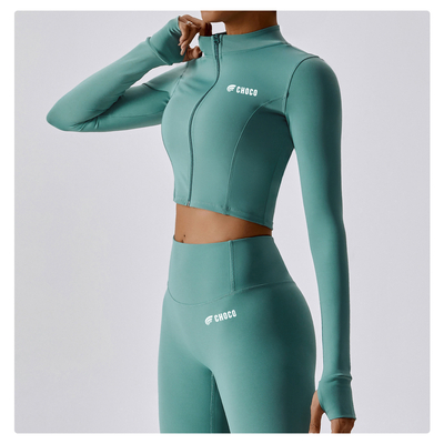 BCX8047 Long Sleeve zip up jacket  in teal avant1