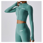 BCX8047 Long Sleeve zip up jacket  in teal avant1