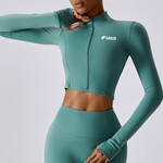 BCX8047 Long Sleeve zip up jacket  in teal avant2