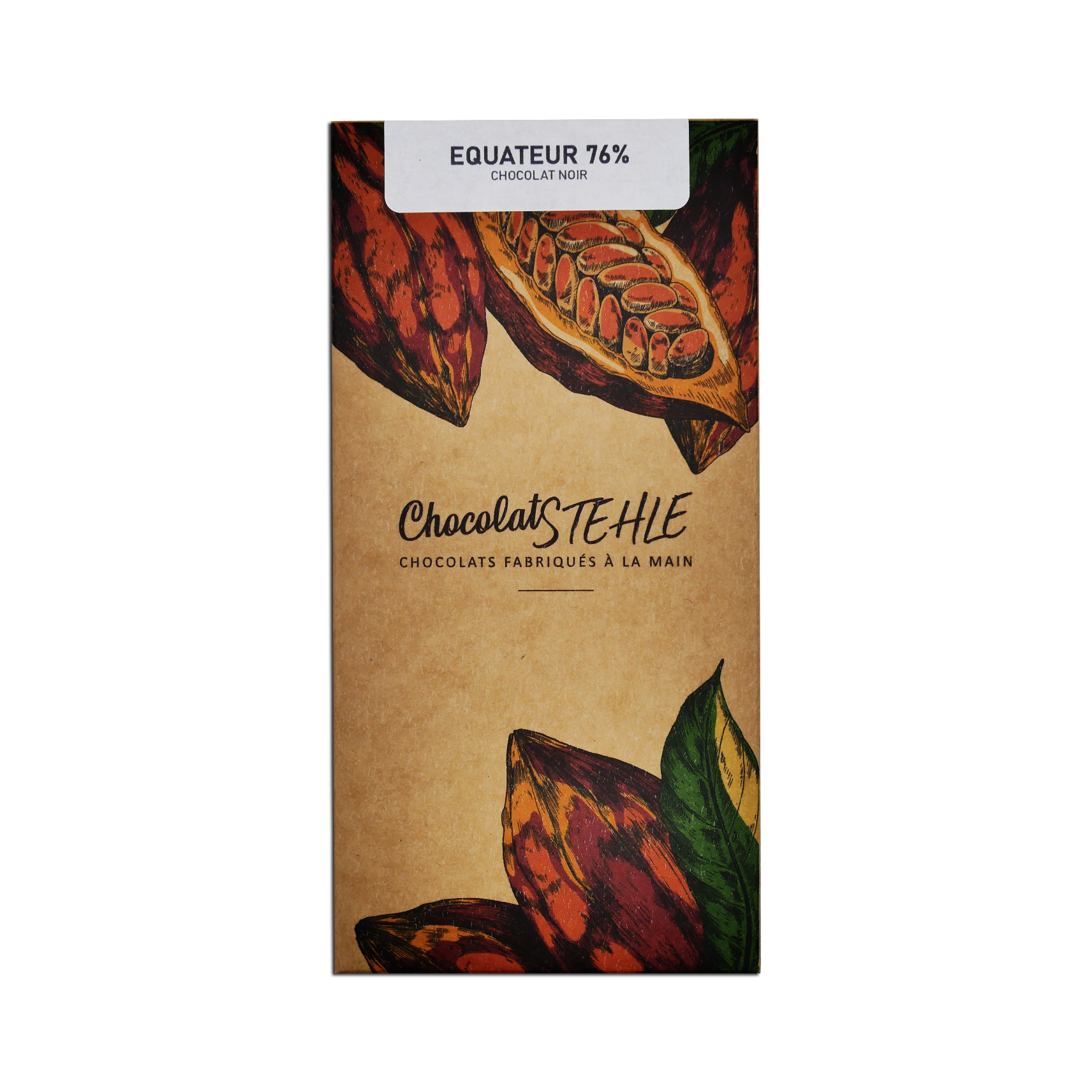 Tablette de chocolat noir 76% Origine Equateur recto