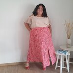 jupe illusion longue fendue rouge