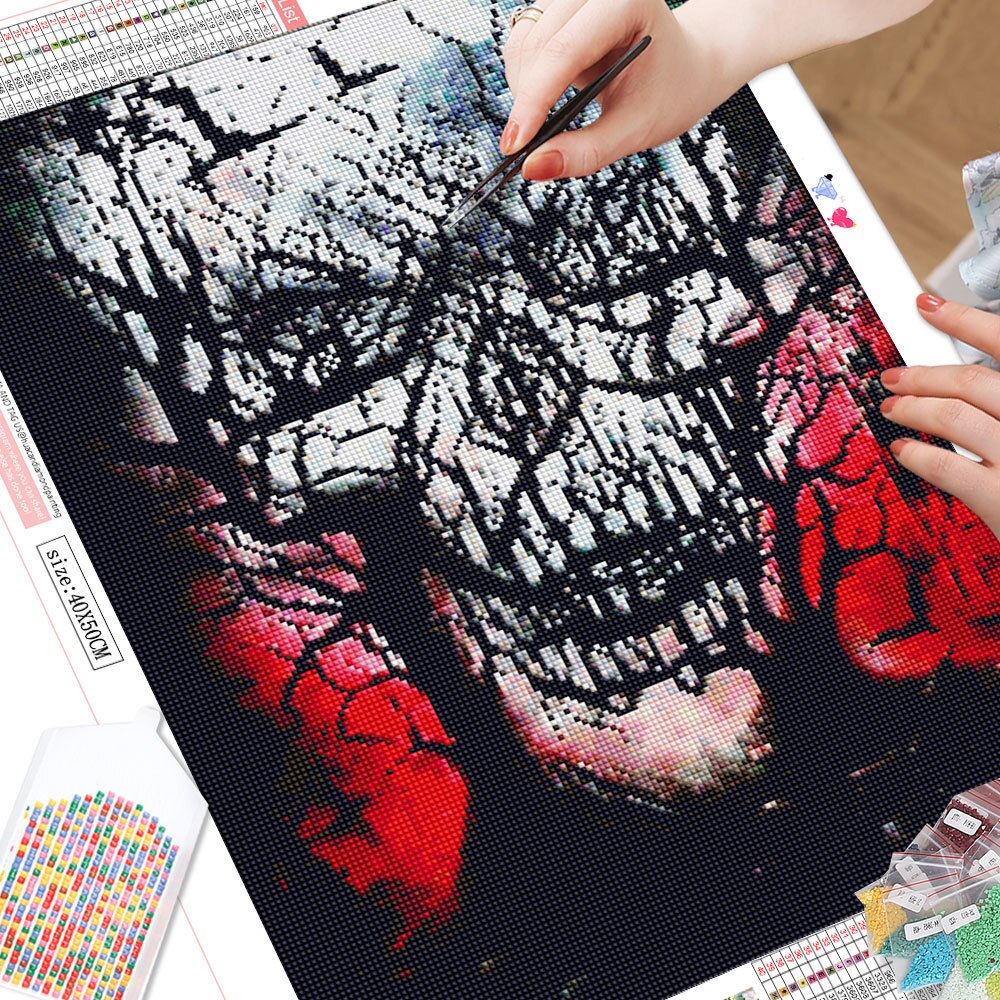 HUACAN-peinture-de-diamant-5D-faire-soi-m-me-cr-ne-d-halloween-arbre-mosa-que