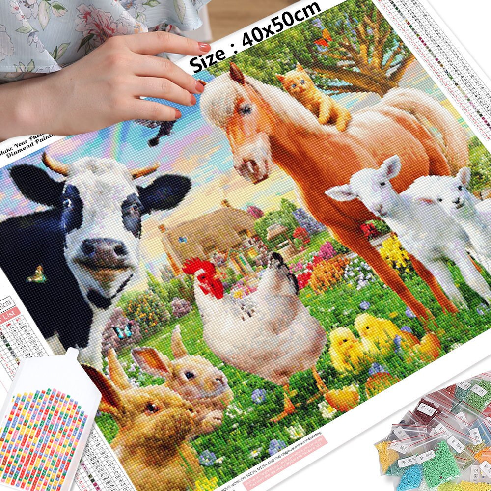 HUACAN-peinture-diamant-d-animaux-cheval-strass-mosa-que-ferme-vache-broderie-Kit-complet-d-coration