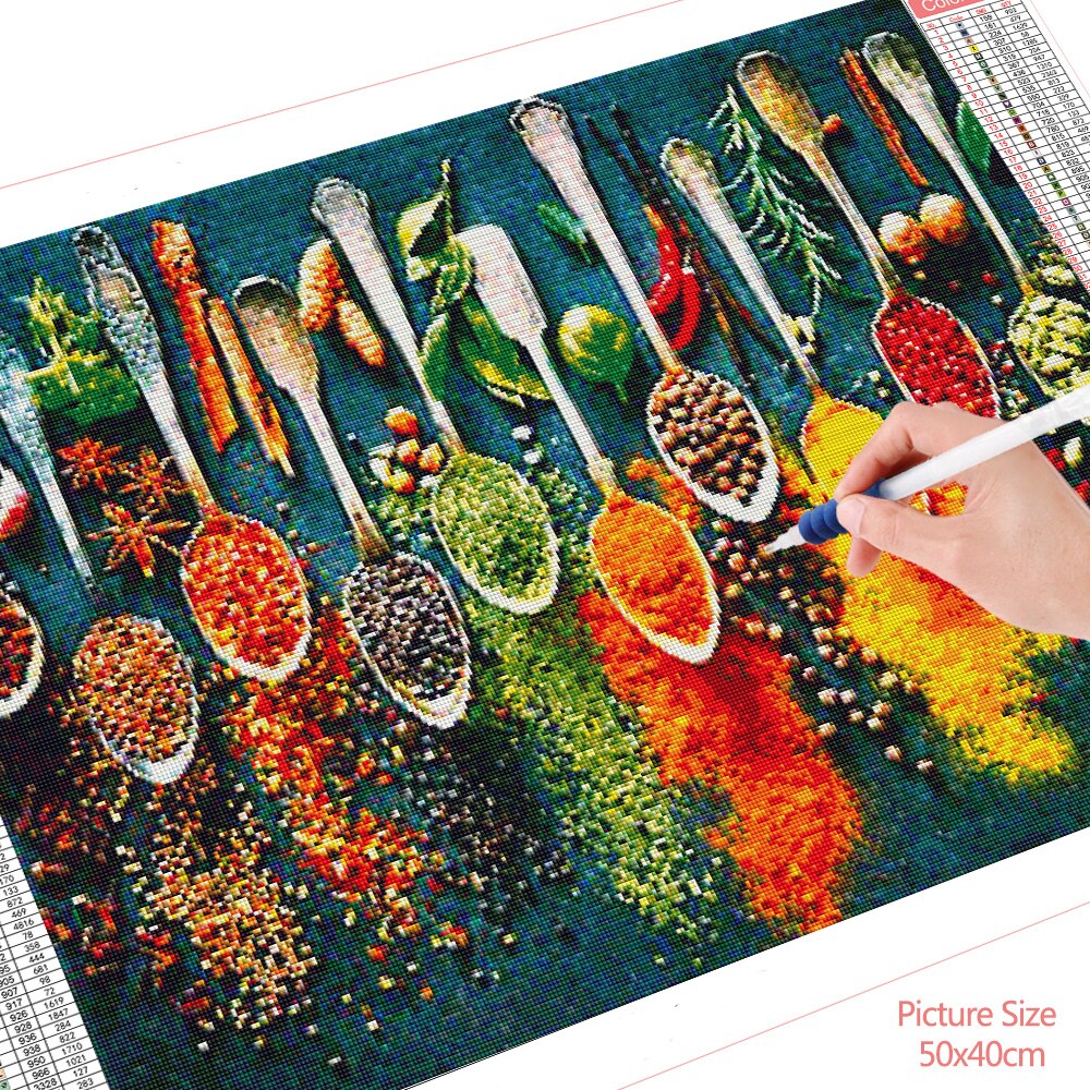 HUACAN-peinture-diamant-th-me-cuisine-paysage-broderie-5D-avec-perles-carr-es-d-coration-d