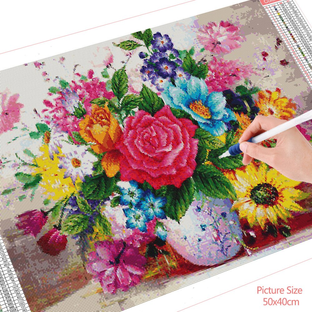 HUACAN-diamant-peinture-Kits-Vase-de-fleur-point-de-croix-plein-carr-rond-broderie-mosa-que