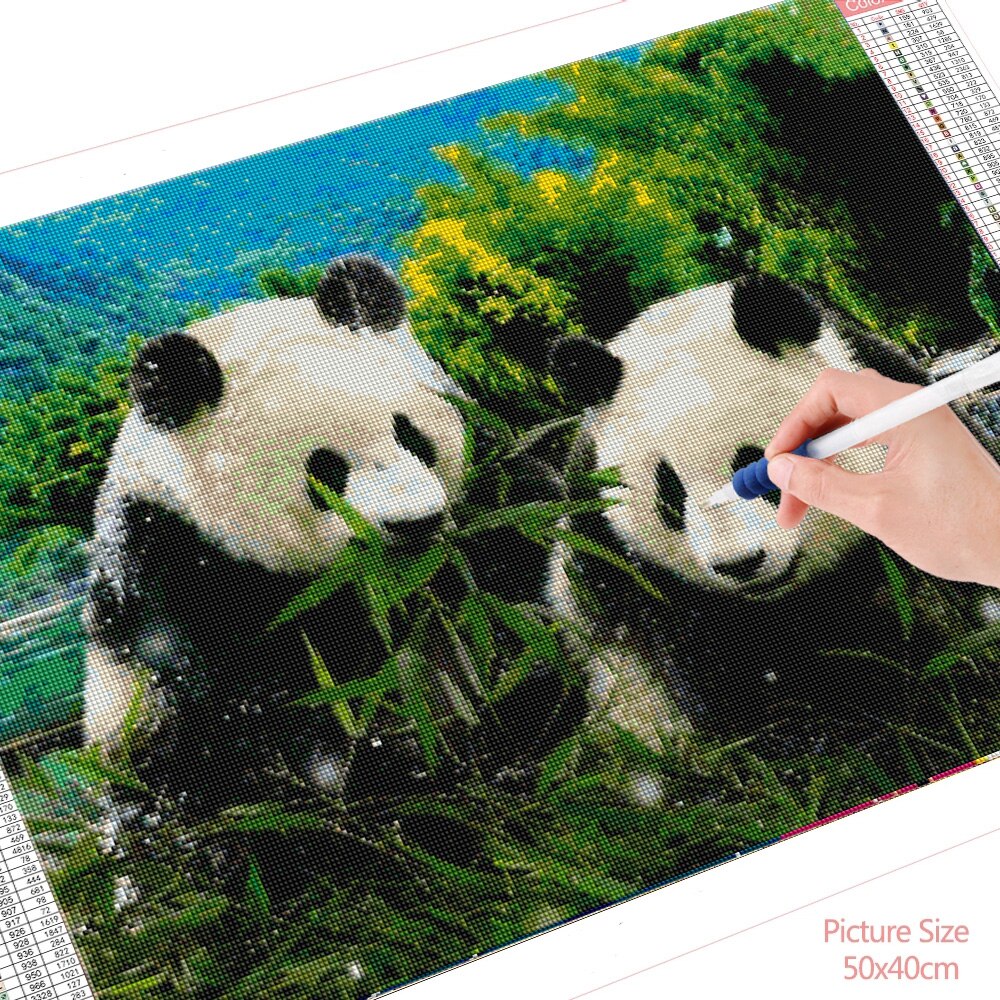 HUACAN-peinture-de-Panda-en-diamant-5D-broderie-avec-couture-image-en-strass-mosa-que-d