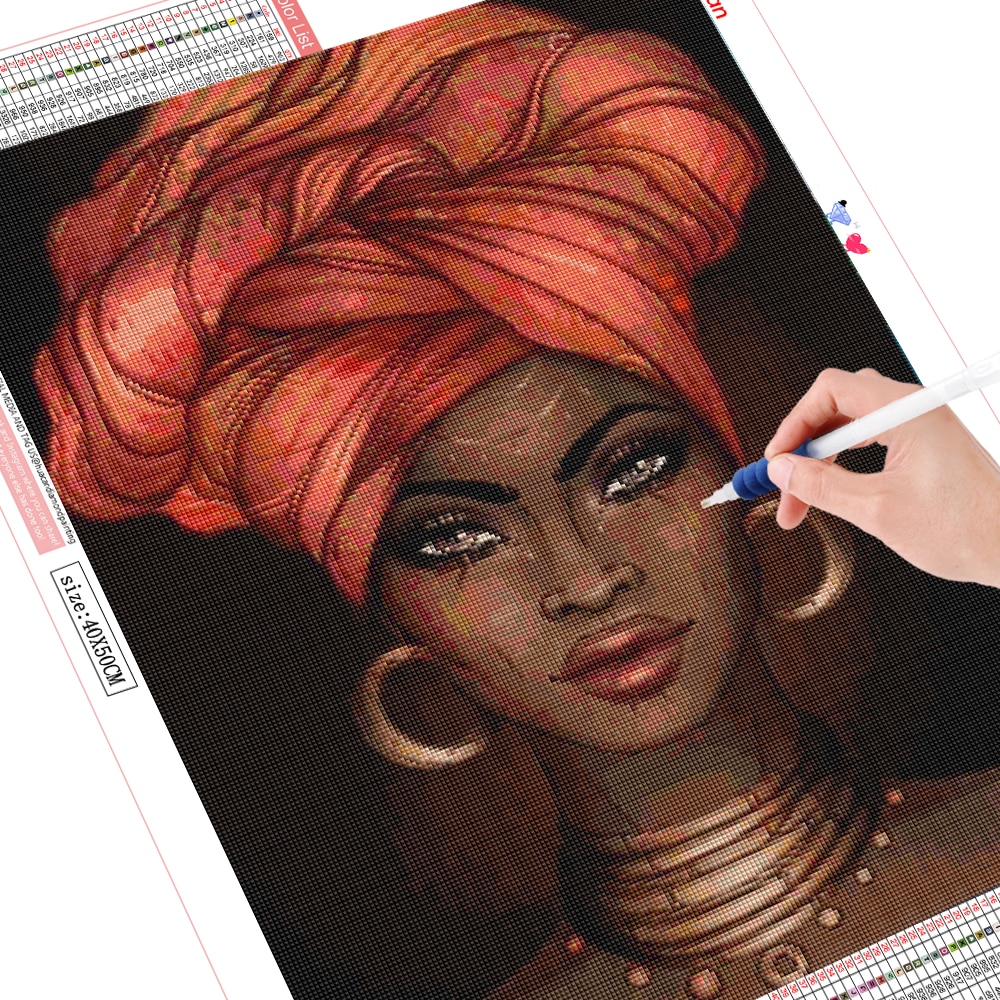 HUACAN-peinture-diamant-femme-africaine-Portrait-broderie-compl-te-point-de-croix-images-en-strass-mosa