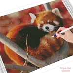 HUACAN-peinture-de-diamant-de-Panda-rouge-nouvelle-Collection-autocollant-mural-carr-rond-mosa-que-d