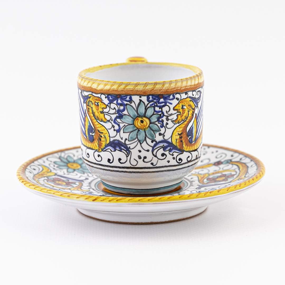 Fima Italian Ceramic Espresso Cup & Saucer Raffaellesco