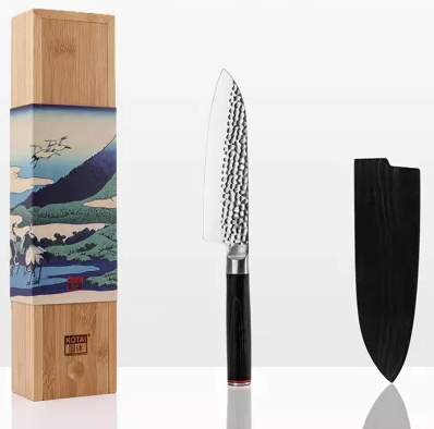 Couteau japonais SANTOKU, lame de 18 cm inoxydable, entièrement fait à la main, Made in France - KOTAI