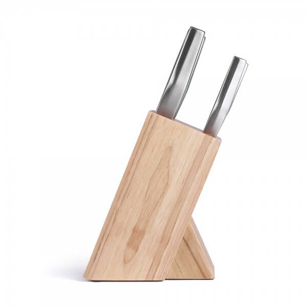 Ensemble de 5 couteaux de cuisine en acier inoxydable, avec bloc en bois, rangement facile - LIVOO