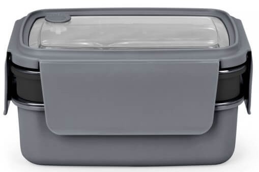 Lunch Box / Bento isotherme 1 L en acier inoxydable, double étage, hermétique, compatible lave-vaisselle