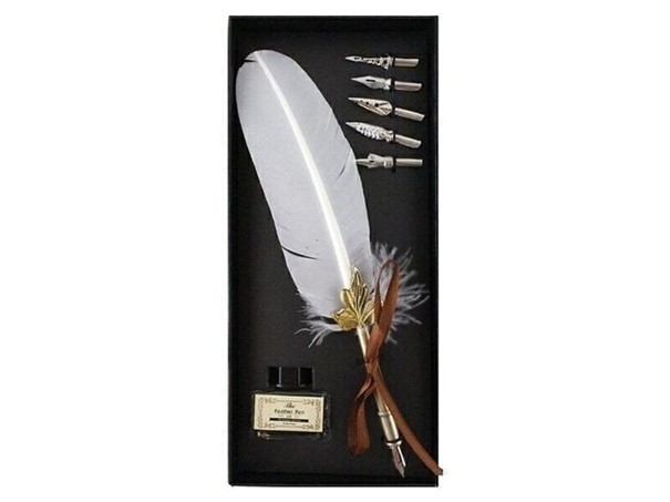 Coffret de calligraphie - plume blanche QISW000001(1)