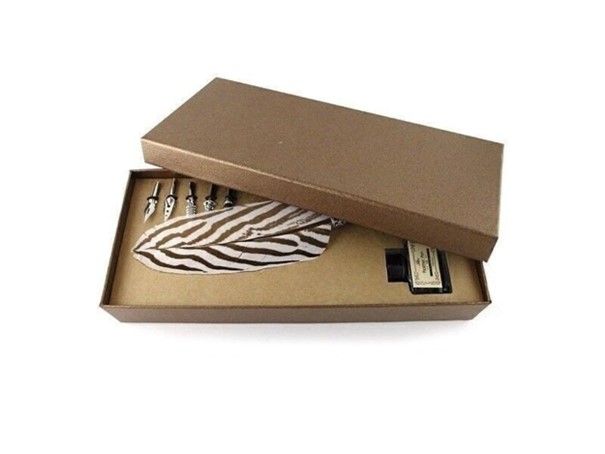 Coffret de calligraphie - plume de faisan marron ISW000003(3)