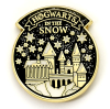 Carte de Noël Harry Potter Poudlard sous la neige avec badge 2