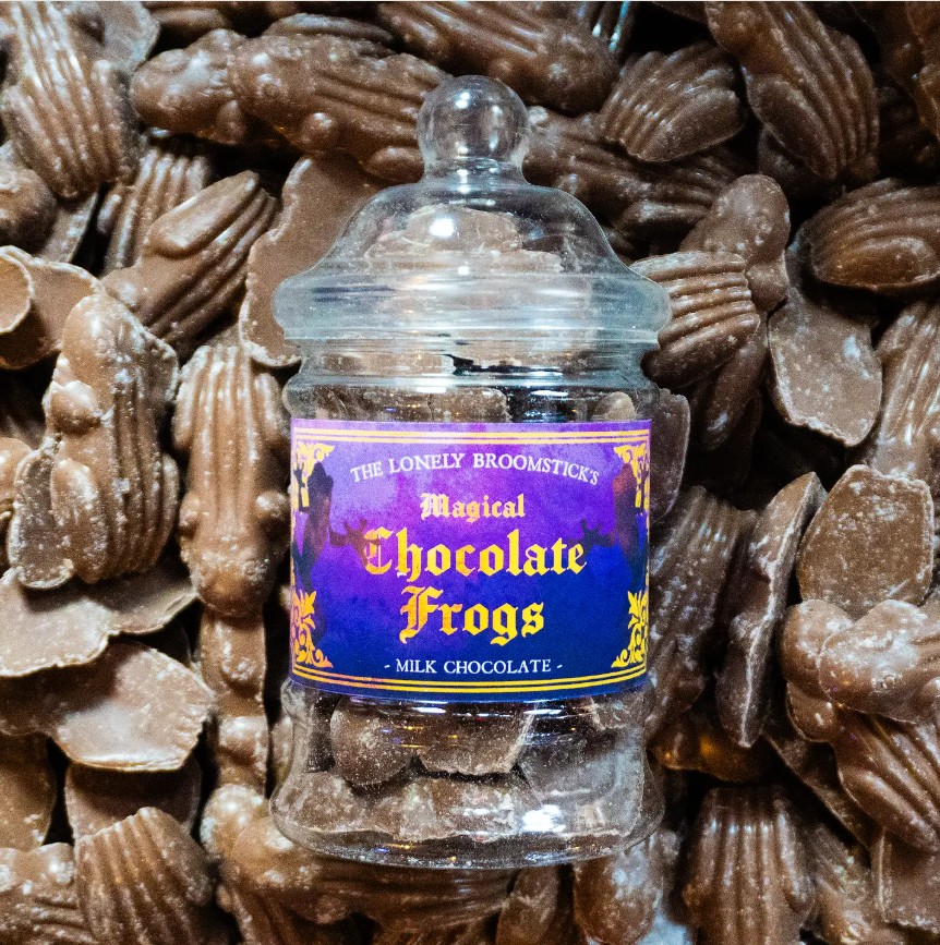 Bocal en chocolat avec grenouilles