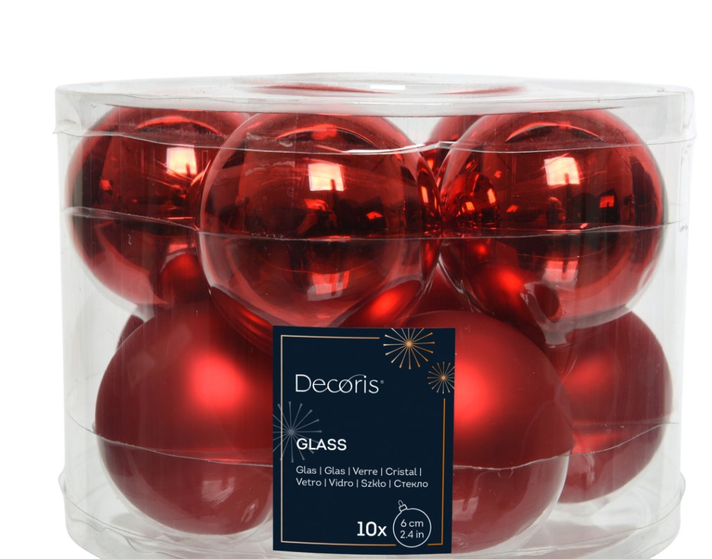 boite de 10 boule de noel rouge 1