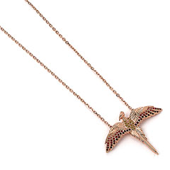 Collier Fumseck argent 925e plaqué or rose avec cristaux EHPSN113 (2)