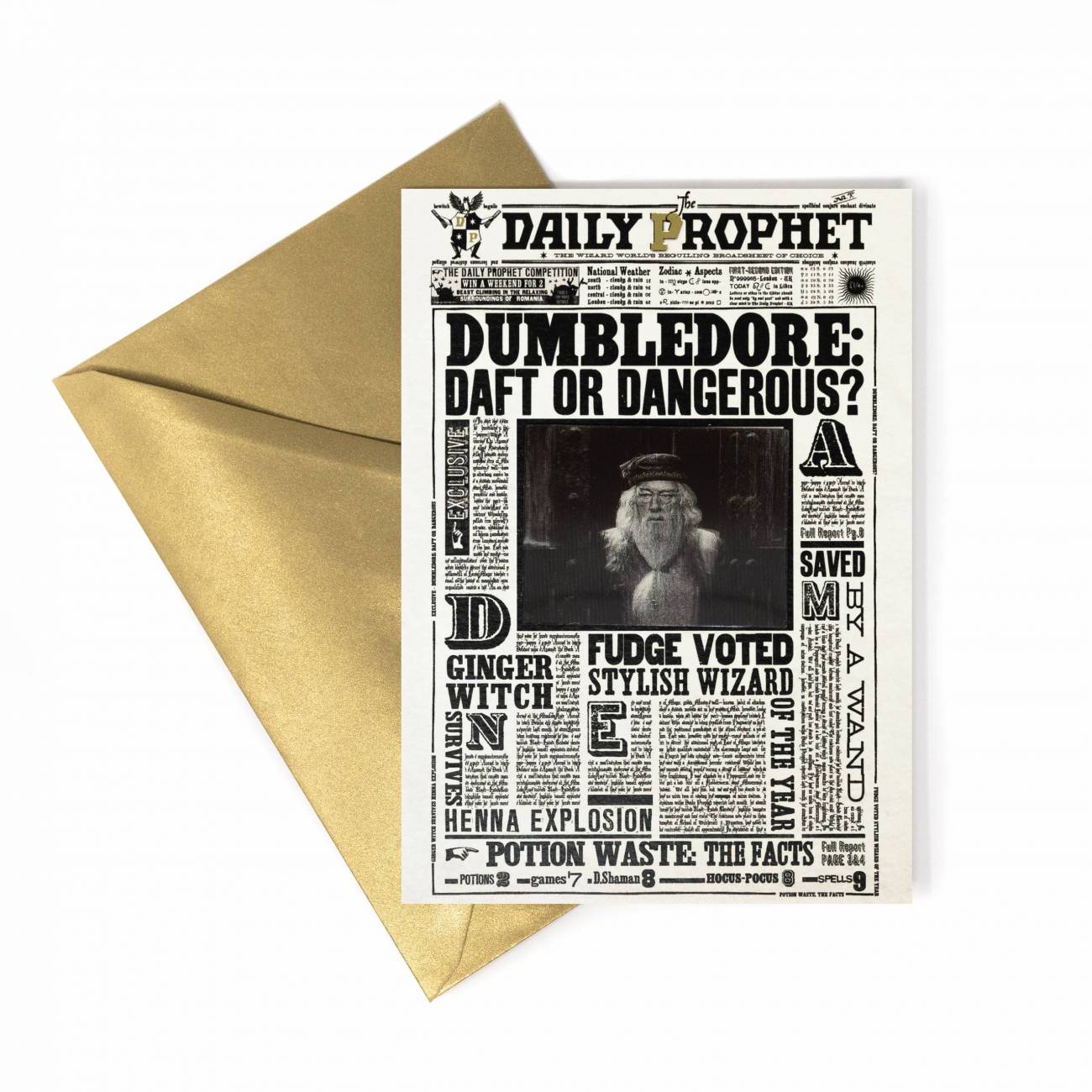 Carte Lenticulaire - La Gazette du Sorcier - Dumbledore  Idiot ou Dangereux - MinaLima HPCARD12 (3)
