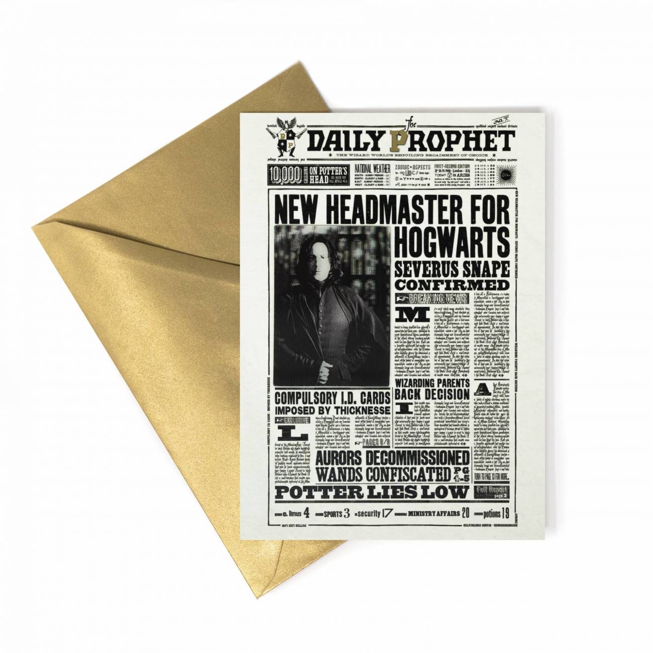 Carte Lenticulaire - La Gazette du Sorcier - Nouveau Directeur pour Poudlard - Severus Rogue - MinaLima HPCARD14 (2)