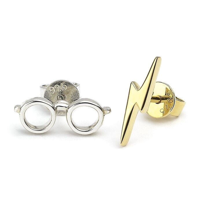Boucles doreilles Lunettes et Eclair en Argent 925e - Harry Potter SE0176