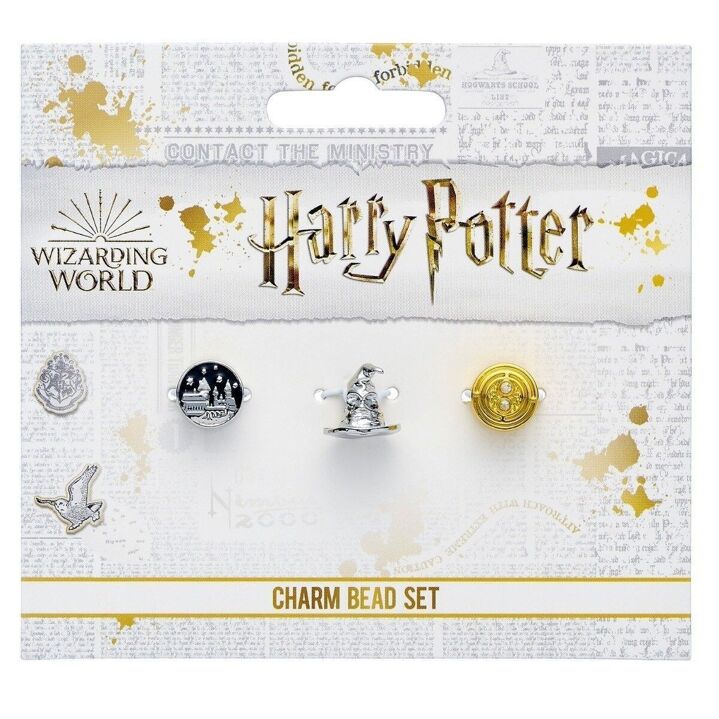 Set de 3 charms espaceurs - Château de Poudlard, Choixpeau, Retourneur de Temps - Harry Potter HPB0001