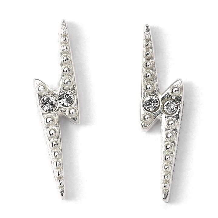 Boucles doreilles Eclairs en Argent 925e et Cristaux - Harry Potter HPSE105