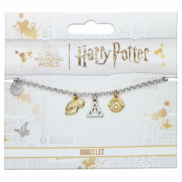 Bracelet de 3 charms - Vif dOr, Reliques de la Mort, Retourneur de Temps - Harry Potter HPCB0466(3)