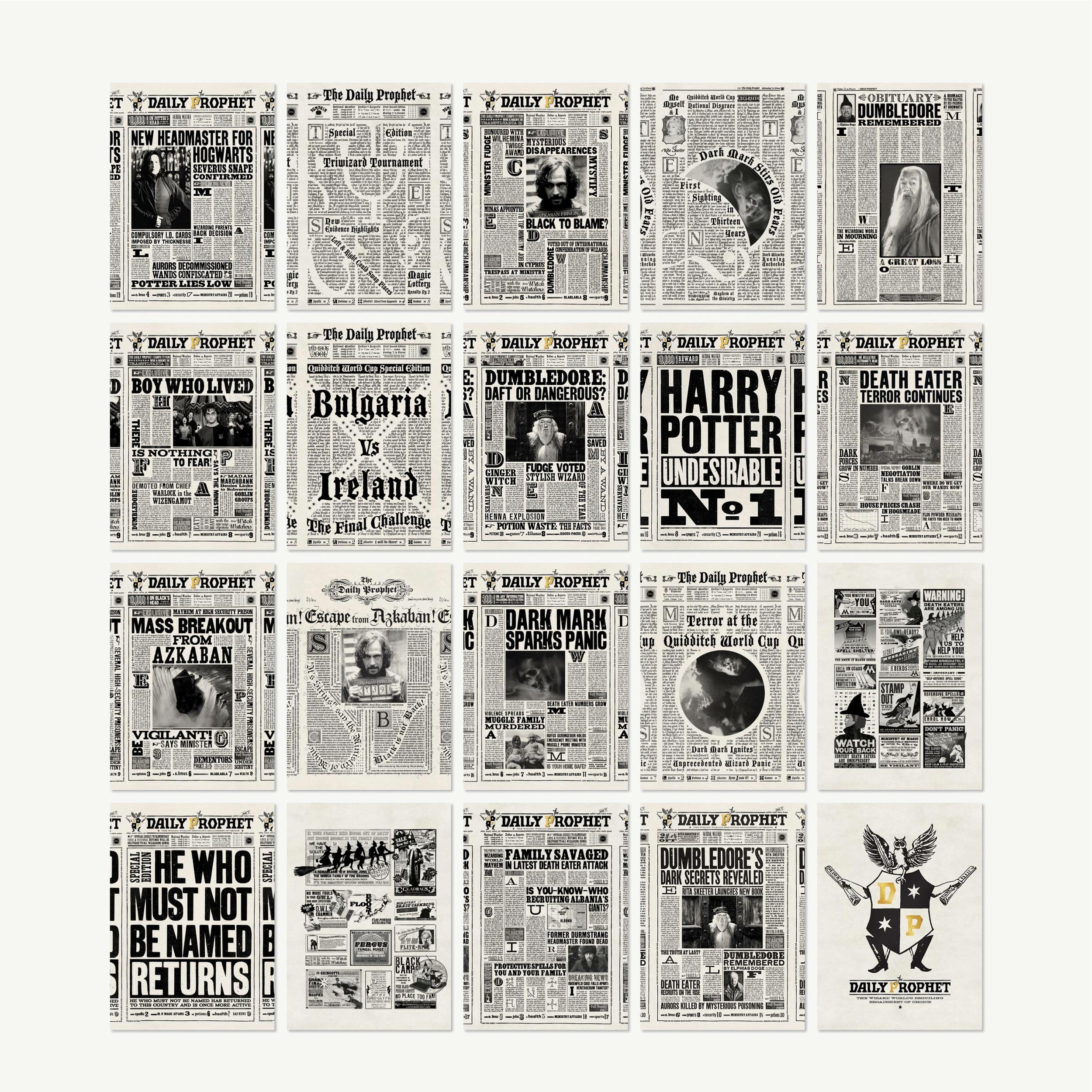 Lot de cartes postales - Premières Pages de La Gazette du Sorcier - MinaLima DPP01(1)
