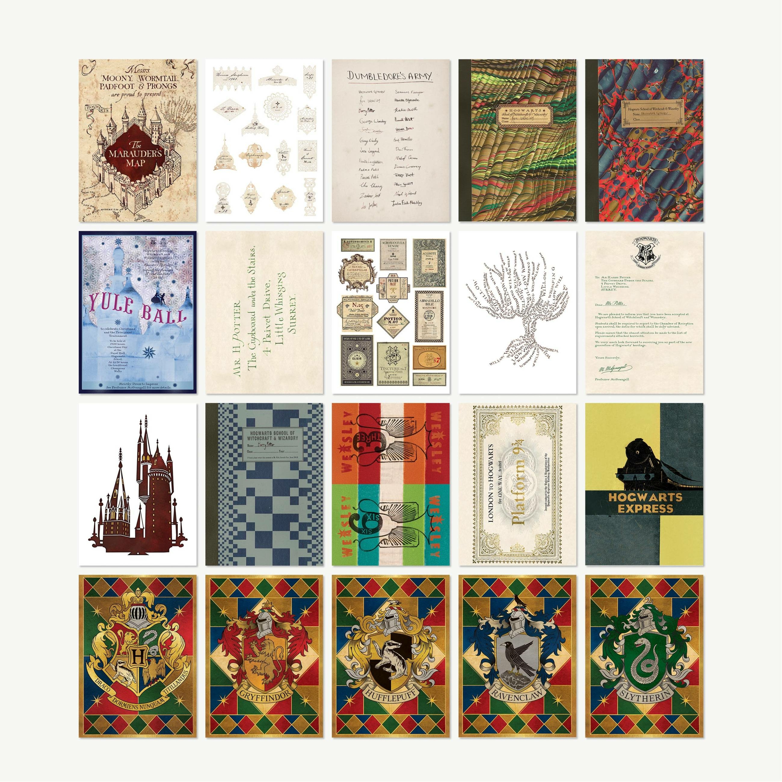 Lot de Cartes Postales - Série Poudlard - MinaLima HPC05(1)