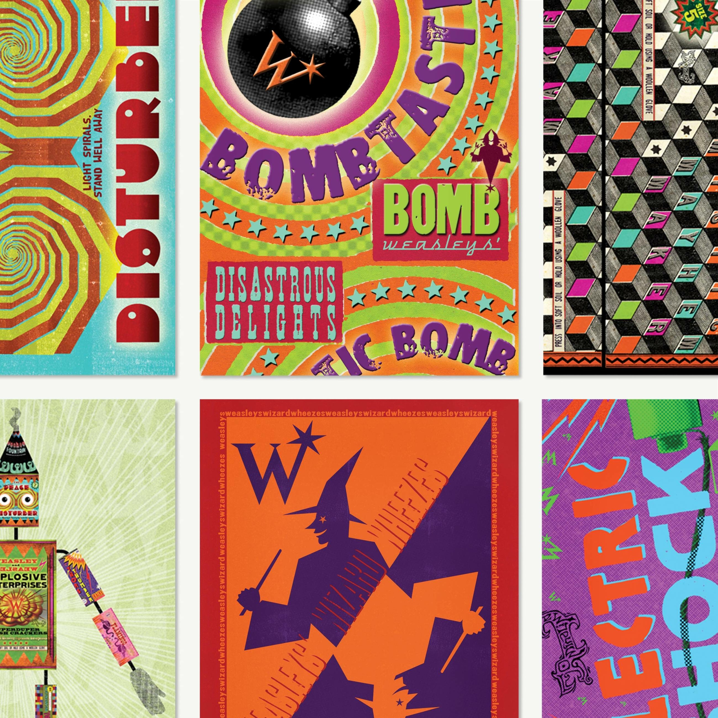 Lot de Cartes Postales - Emballages produits de la Boutique des Weasley - MinaLima HPC06(2)