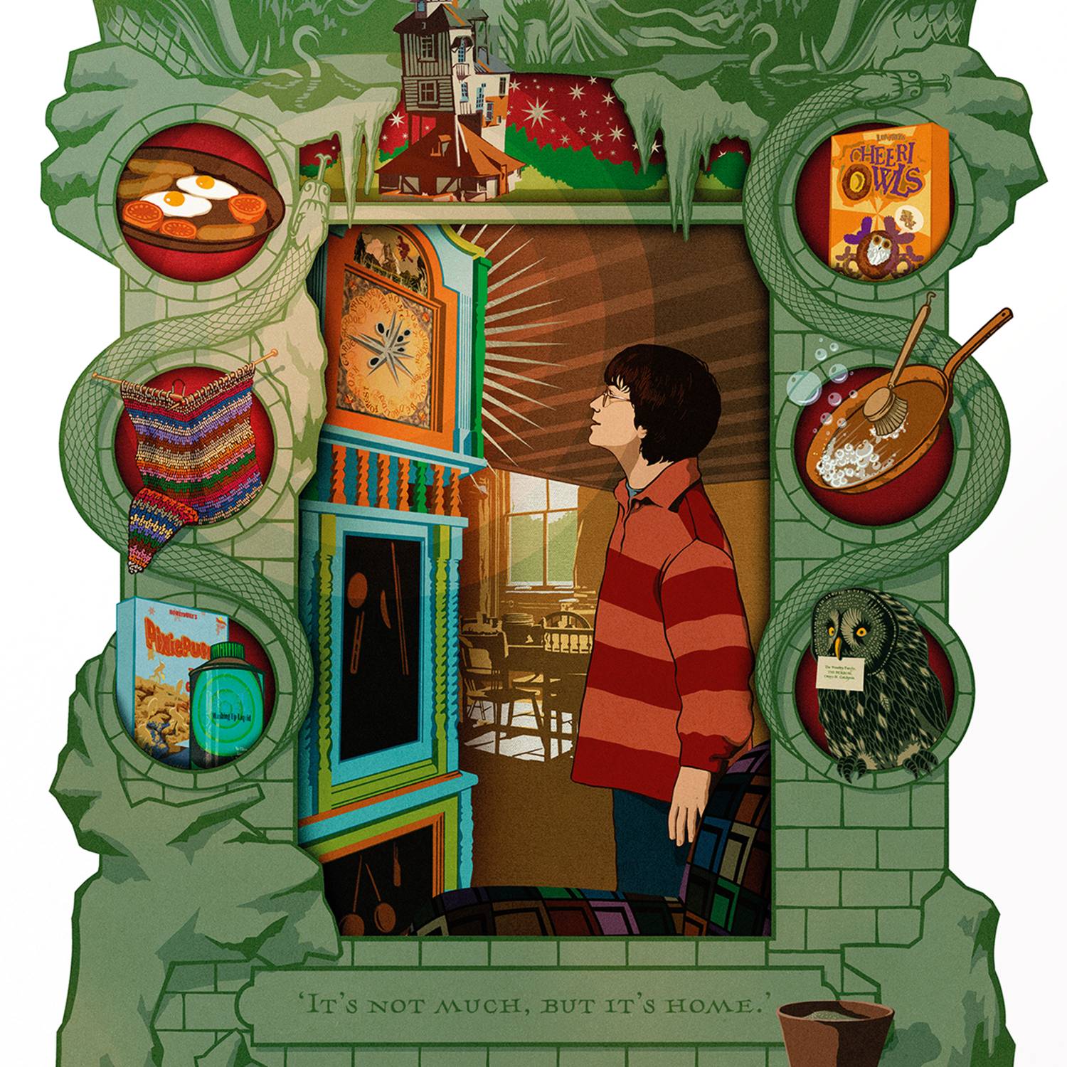 Carte postale - Ce nest pas grand chose, mais cest chez moi - Moments Magiques - Harry Potter - MinaLima HPPC03(2)