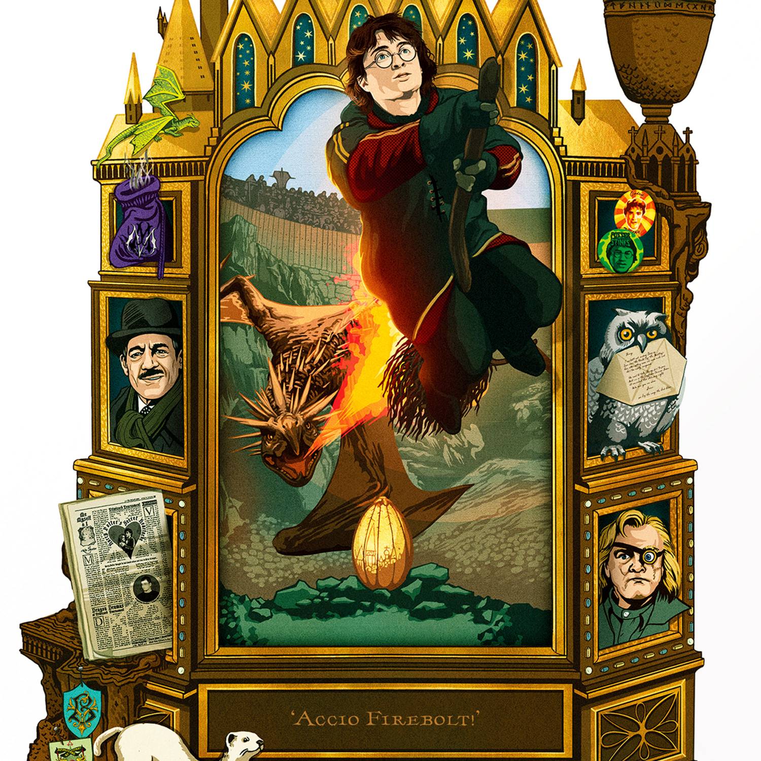 Carte postale - « Accio Eclair de Feu ! » - Moments Magiques - Harry Potter - MinaLima HPPC07(2)