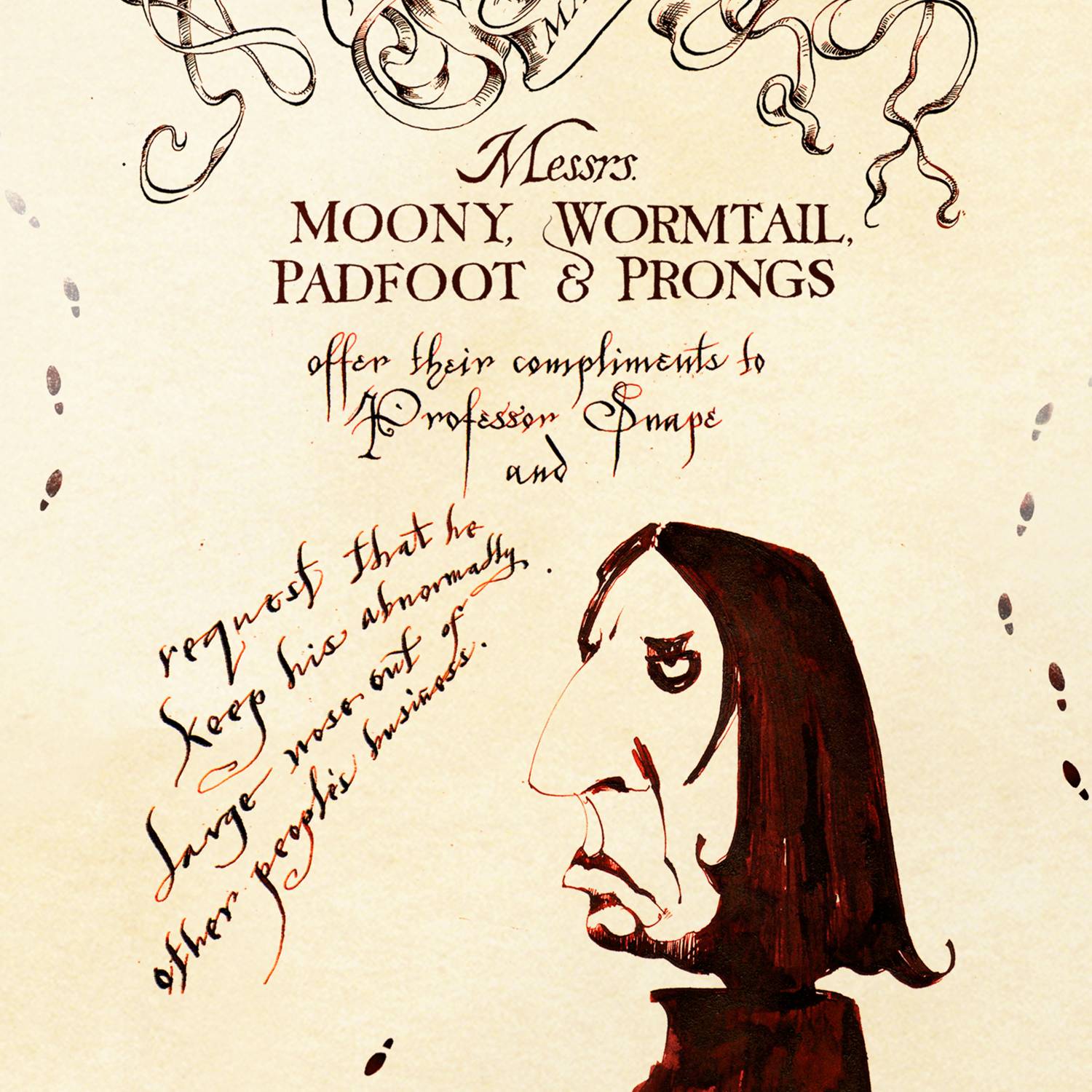 Carte postale - Carte du Maraudeur - Message au Professeur Rogue - MinaLima - Harry Potter HPPC10(2)
