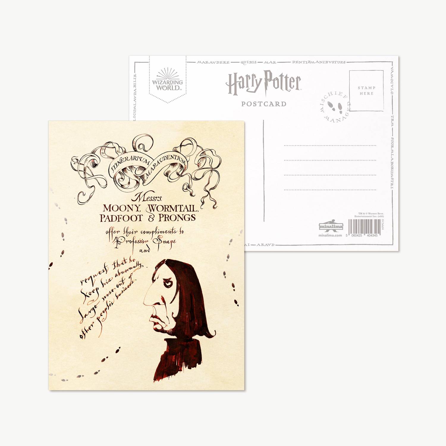 Carte postale - Carte du Maraudeur - Message au Professeur Rogue - MinaLima - Harry Potter HPPC10(1)