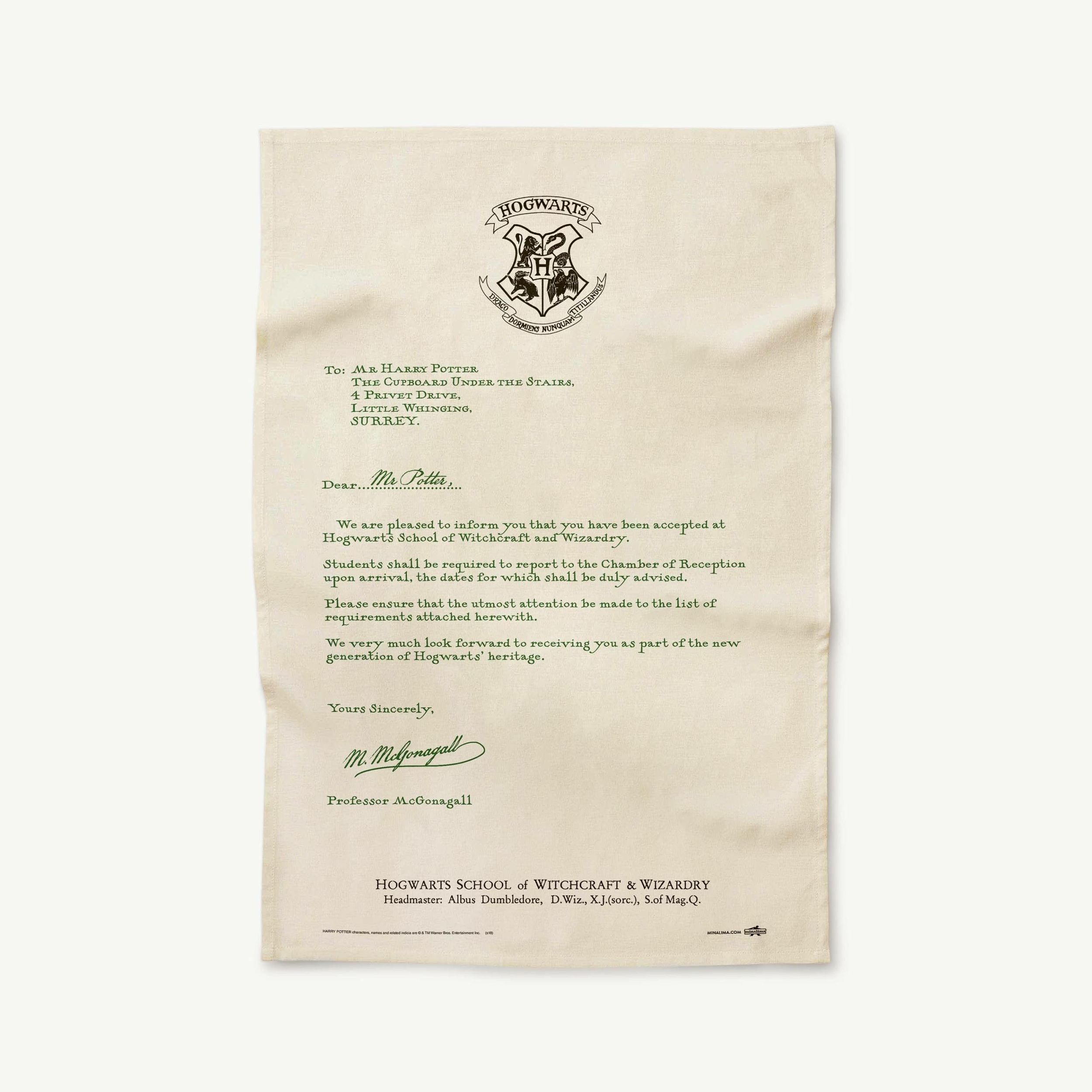 Lot de 2 Torchons Lettre dAdmission - Poudlard - MinaLima - Harry Potter HPT05(2)