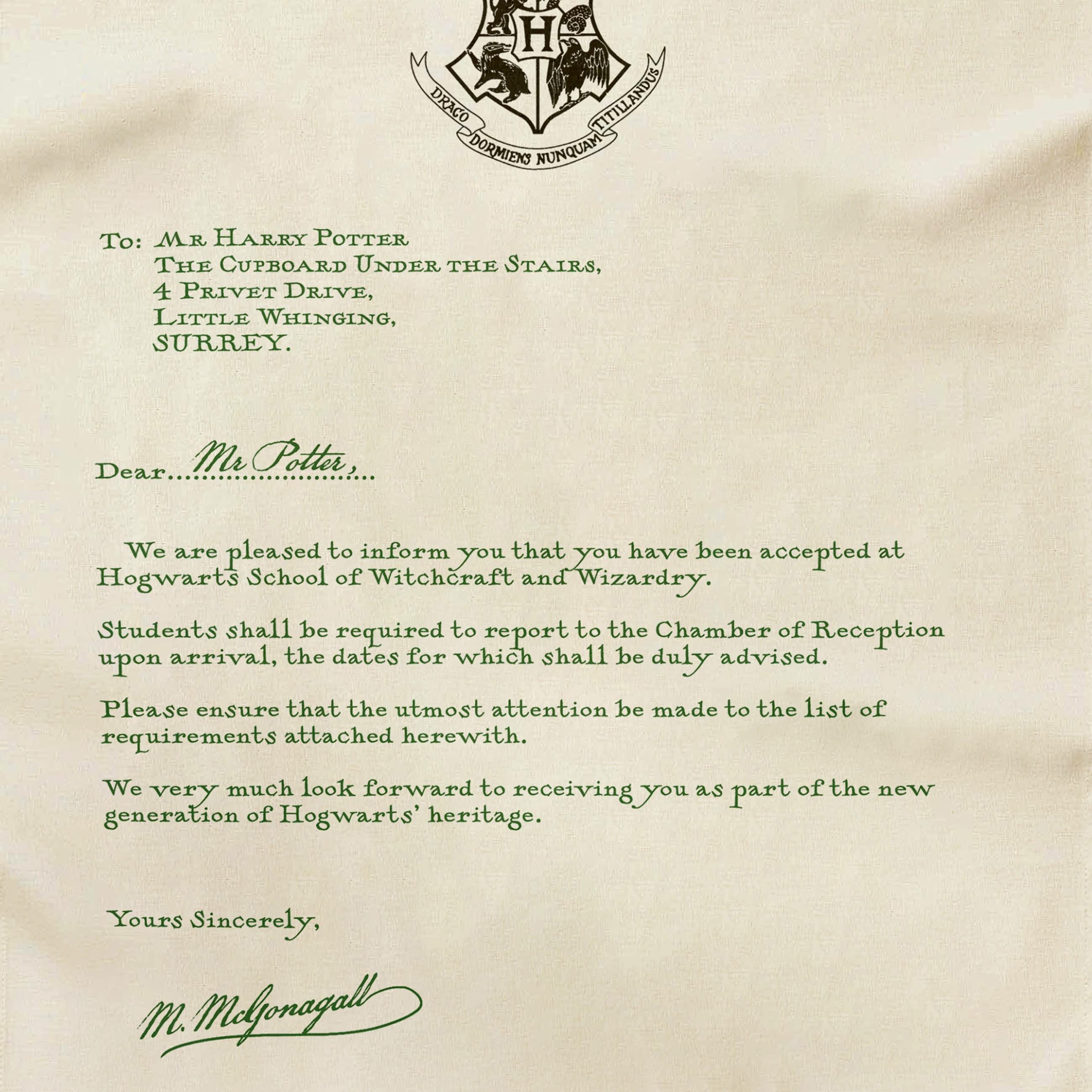Lot de 2 Torchons Lettre dAdmission - Poudlard - MinaLima - Harry Potter HPT05(3)