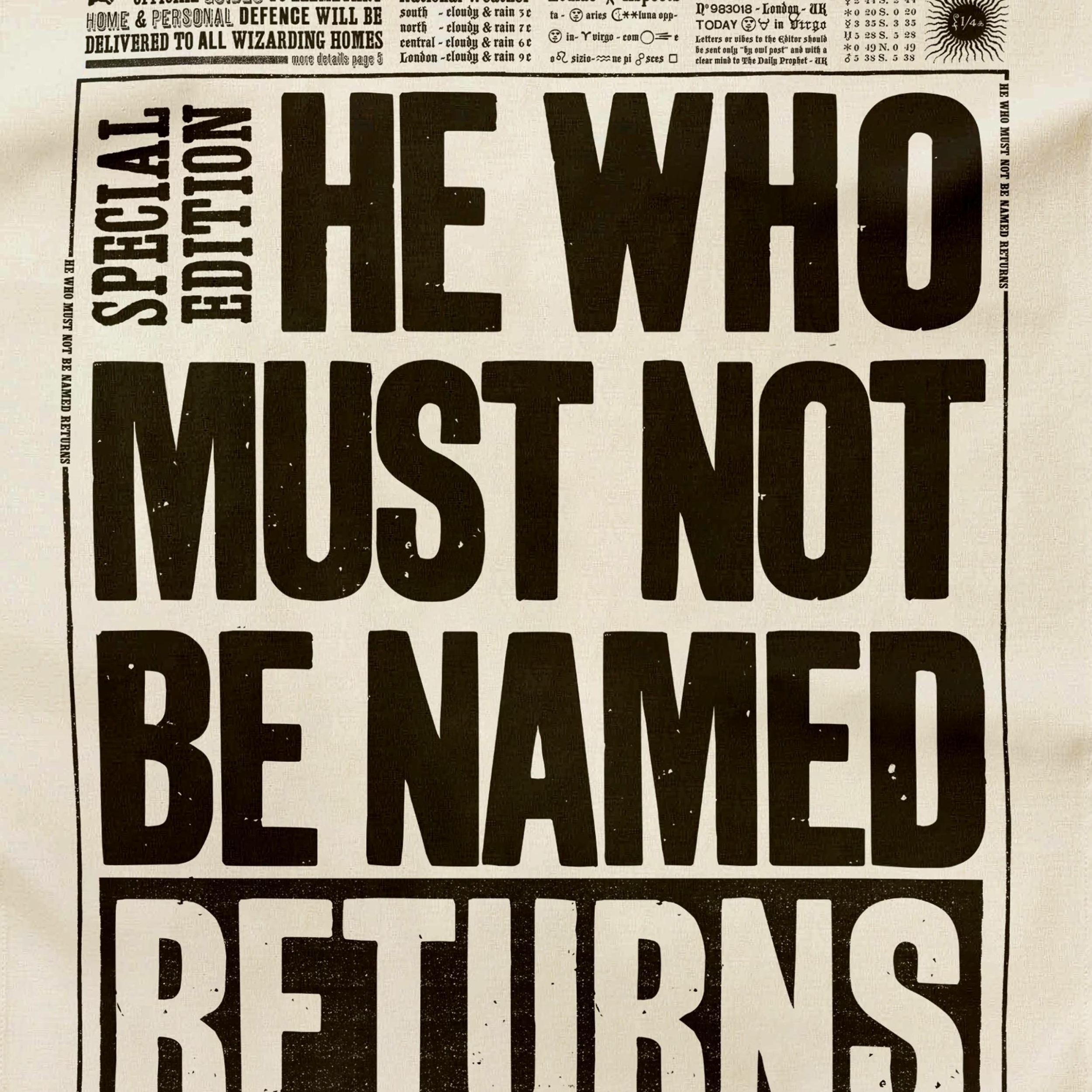 Torchon Celui quil ne faut pas nommer revient - La Gazette du Sorcier - MinaLima - Harry Potter HPT09(2)