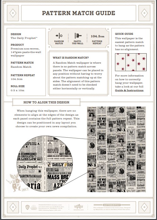 Echantillon papier peint Gazette du Sorcier - Harry Potter - MinaLima HPWPS09(2)