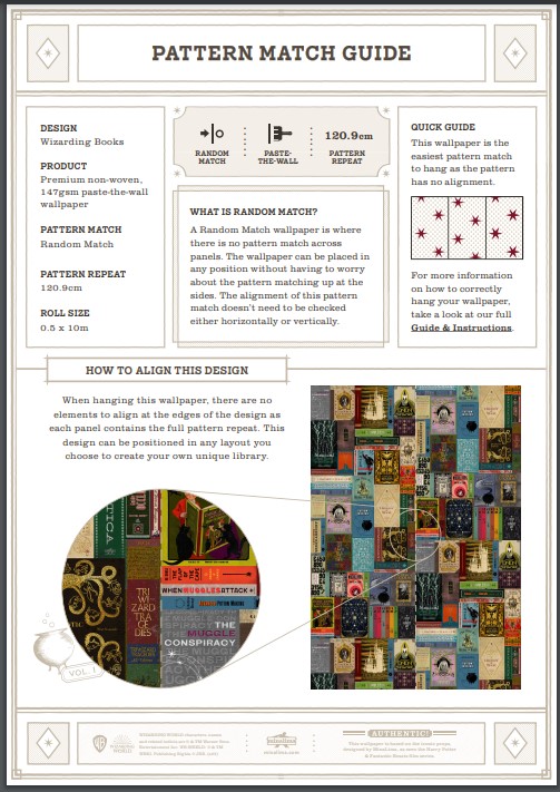 Echantillon de papier peint - Livres de Sorciers - MinaLima - Harry Potter HPWPS08